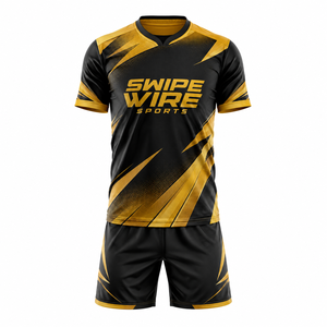 เสื้อฟุตบอลผู้ใหญ่แบบยูนิเซ็กซ์ โพลีเอสเตอร์ 100% พิมพ์ลายดิจิตอล ชื่อทีมและหมายเลข คอวี แขนสั้น ยืดหยุ่นได้ น้ำหนัก 140 กรัม ทรงปกติ - Product Image 1