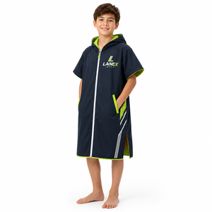 Custom Kids Hooded Swim Parka <b>Changing</b> <b>Robe</b> | Waterproof Windproof Quick Dry <b>Towel</b> Poncho Jacket for Swimming, Surfing & Beach - Product Image 1