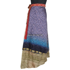 New *<b>Boho</b>* Vintage Silk Sari Magic Wrap <b>Skirt</b> Silk Maxi Vintage <b>Skirt</b> Indian Reversible Vintage Long Silk Wrap <b>Skirt</b> Manufacture - Product Image 2