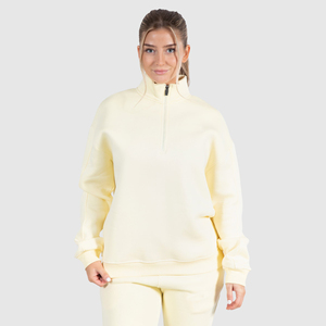 Sudaderas con capucha de media cremallera para mujer, 100% algodón, tallas grandes, venta al por mayor OEM, con logotipo personalizado bordado, sudaderas lisas con cremallera de un cuarto para mujer - Product Image 1