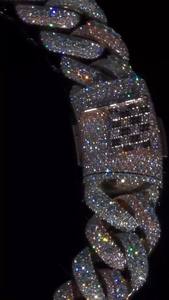 Cadena Cubana de Lujo con Logotipo Personalizado, Collar de Diamantes Moissanite, Joyería Hip Hop Cubana de Miami, Micro Pavé, Plata 925 - Product Image 3