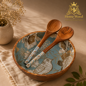 ชามไม้แฮนด์เมดงานฝีมือจากไม้ดีไซน์หรูหราสำหรับเสิร์ฟอาหาร - Product Image 1