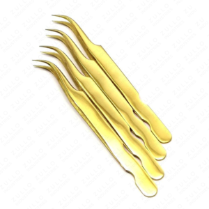 Gold Stainless Steel Eyelash Tweezers Custom Private Label Pointed Tip Volume Lash Extension Professional <b>Tool</b> - Product Image 4