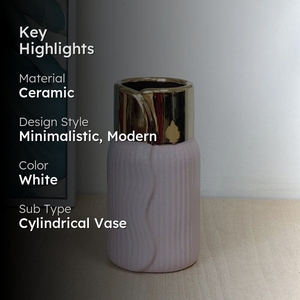 Vase en porcelaine de dernière génération, rose avec bord doré, 8-16 pouces, décor de table émaillé, exquis et durable - Product Image 5