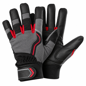Guantes de Trabajo de Tela Flexible con Textura en la Palma, Personalizables con Marca Propia, OEM, ODM, Etiqueta Privada, Proveedor de Guantes de Ensamblaje en Gris, Negro y Rojo - Product Image 1