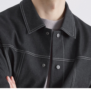 Veste en jean délavé pour homme, coupe classique, col rabattu, fermeture à boutons simple, style décontracté pour l'automne - Product Image 6