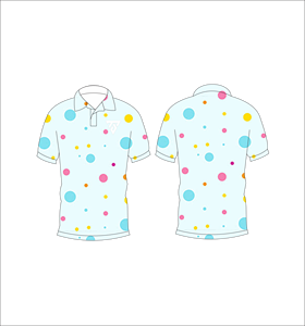 Men's Light Blue Polka Dot Short Sleeve Polo Shirt Casual Summer Wear Printed Front Logo Button <b>Down</b> Collar - Product Image 6