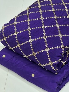 Tela de crepé natural de lujo con bordado a mano, ancho 44, para vestidos de novia y ropa festiva, disponible al mejor precio. - Product Image 2