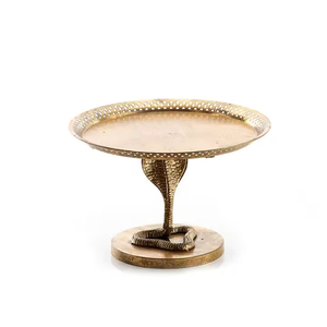 Trending metal <b>cake</b> <b>stand</b> Round Metal <b>Cake</b> <b>Stands</b> Set of 2 with Leaf Pattern Base and <b>White</b> Top - Product Image 3