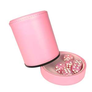 Copa de Dados Clásica Hecha a Mano en Cuero PU Moldeado con Soporte de Terciopelo Negro y Marrón - Product Image 2