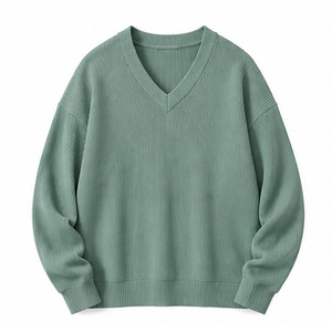<b>Men's</b> V-Neck Knitted Sweater Solid Color Long Sleeve Acrylic <b>Pullover</b> Autumn Wear Knitted Sweaters Made Pakistan - Product Image 6