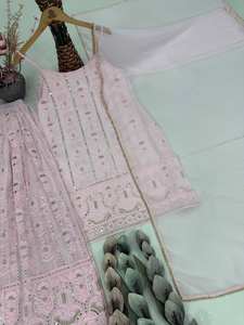 Traje Sharara de Georgette Sintética de la Mejor Calidad al por Mayor con Bordado Pesado y Lentejuelas para Mujer, Ideal para Fiestas o Uso Étnico - Product Image 5