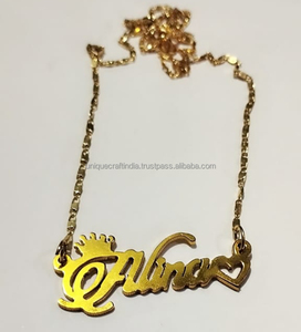Collares con Colgantes de Nombre de Latón de Alta Calidad, Chapados en Oro, Joyería Vintage para Mujer, Los Mejores Collares, Colección Geométrica, Artesanía en Metal - Product Image 6