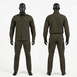 Mens Security Uniform 240 GSM Poly Cotton Ripstop Olive Tactical Shirt <b>Pant</b> Set With Embroidery Print Custom Logo Premium - Product Image 6
