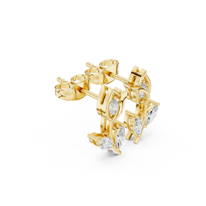 Pendientes de Oro Amarillo de 14K con Diamantes Cultivados en Laboratorio, Diseño de Hoja Marquise, para Mujer – Joyería Floral Elegante de Diseñador - Product Image 4