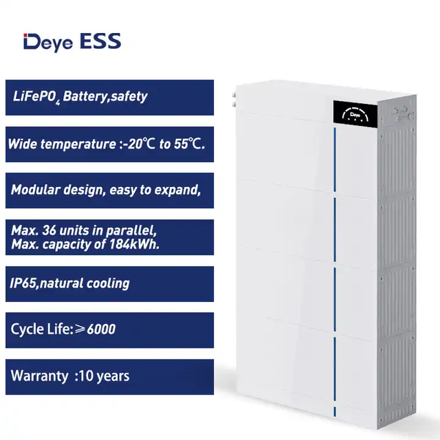 EU Stock Deye ESS Ai-W5.1 PDU-B BASE 15kwh 25kwh 50kwh IP65 Warranty 10 Years CAN2.0 RS485 Bulk Inventory Top-notch Quality