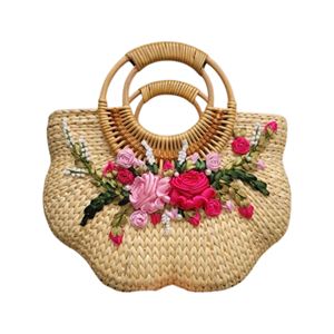 Bolso de Playa de Seagrass Tejido a Mano, Bolso Tote Natural para Mujer con Patrón Decorativo Bordado y Servicio OEM ODM - Product Image 2