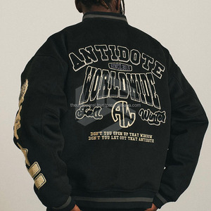 OEM Custom Wholesale Embossed Canvas Sleeves Baseball Bomber Letterman Varsity <b>Jacket</b> for <b>Men</b> <b>Waterproof</b> Breathable Windproof - Product Image 3