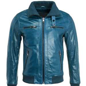 Dernier modèle 2026 – Veste en cuir faite main pour homme – Veste décontractée en cuir d'agneau véritable souple avec fermeture éclair longue - Product Image 1