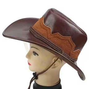 Sombreros de Vaquero de Cuero Unisex de Primera Calidad, Talla Ajustable, Personalizados, Casuales, para las Cuatro Estaciones, Sombreros de Vaquero de Cuero para Exteriores - Product Image 3