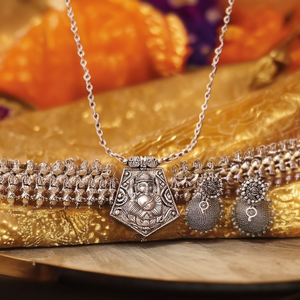 24K Gold Plated Lord Ganesha Temple Necklace Set with Jhumka Earrings - Product Image 3