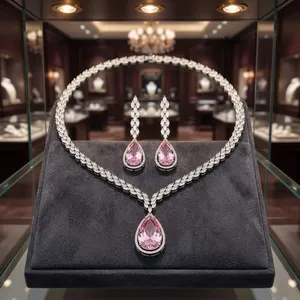 Conjunto de collar y aretes de diseño moderno para mujer, accesorios elegantes para fiestas y ocasiones festivas. - Product Image 6