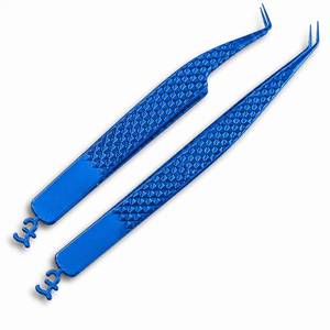 แหนบต่อขนตา Morje Surgical Blue สแตนเลสสตีล ปลายเรียวละเอียด พื้นผิวเรียบ รุ่น MS-ET-0007 สำหรับการต่อขนตา - Product Image 1