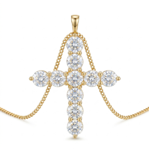 Pendentif Croix Chrétienne Personnalisé Sertie de Moissanite VVS, en Argent 925 Plaqué Or 5g, Sertissage à Griffes, Bijoux Hip Hop Religieux, MOQ 1 USA - Product Image 5