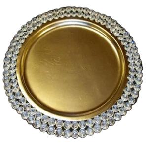 Assiette de service de luxe en métal, qualité supérieure, fabriquée à la main, pour l'utilisation du Ramadan, or avec une forme décorative fantaisie - Product Image 1