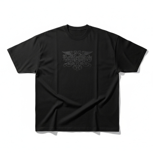 T-shirt long oversize en polyester tricoté épais, style streetwear, avec broderie personnalisée, délavage vintage, épaules tombantes, respirant - Product Image 1