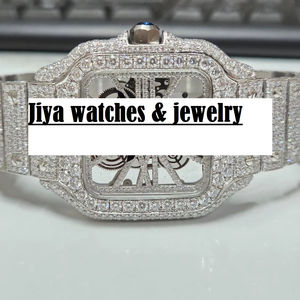 Montre Sport Homme en Acier Inoxydable, Style Business Hip-Hop, Mouvement Quartz, Cadran en Verre Saphir, Accents Moissanite - Product Image 1