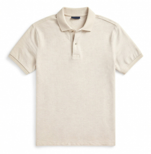 Camisa de Hombre Personalizada de Algodón Piqué, Color Caqui Sólido, Manga Corta, Corte Ajustado, Transpirable, Informal, para Golf, Tenis, Trabajo, Uniforme - Product Image 1