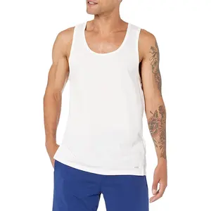 Plain Men's White Color Yoga Wear Singlet Wholesale Most Popular Slim Fit Quick Dry Low MOQ Male Tank Tops Supplier custom logo