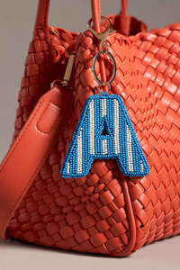 ABDUL REHMAN ENTERPRISES Porte-clés lettre Z à motifs à carreaux et perles, broderie personnalisée de perles de rocaille, breloque de sac en métal doré, luxe - Product Image 6