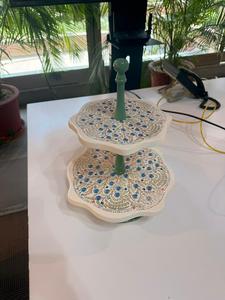 ชั้นวางเค้กและขนม 2 ชั้น ลายดอกไม้ - Product Image 6