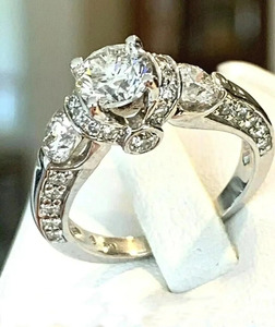 Anillo de Compromiso de Moissanita con Corte Brillante Redondo para Mujer, Oro Sólido de 18K con Baño de Rodio, Engaste de Garras, Estilo Clásico, Ideal para Regalo - Product Image 3