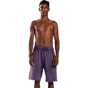 Short vintage 100% coton lavé à l'acide pour homme, coupe baggy, entraînement personnalisé, streetwear, écologique - Product Image 4