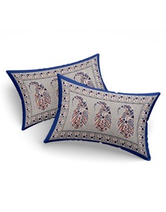 GULMOHAR <b>King</b> Size Hand Block Printed Cotton Bedsheet Set Floral Paisley Design with <b>Pillow</b> Covers for Home Hotel - Product Image 4