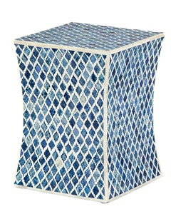 Mesa Auxiliar Artesanal con Incrustaciones de Hueso y Detallado Motivo Floral, Mesita de Noche Decorativa para Sala de Estar - Product Image 5