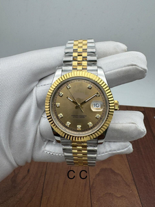 Montre automatique de luxe bicolore or Jubilee, cadran diamanté, lunette cannelée, affichage de la date, haute qualité, mouvement ETA, édition limitée, style élite - Product Image 3