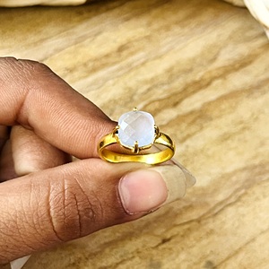 Bague en laiton plaqué or 18 carats avec pierre de lune, style bohème tribal, motif soleil céleste, pour femme, vente en gros/OEM/ODM - Product Image 2