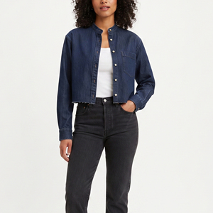 Chemises en jean décontractées d'été pour femmes de haute qualité, coupe courte, boutonnées, manches courtes, délavage vintage - Product Image 6