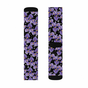 Calcetines de Invierno para Mujer, Tejidos con Diseño Floral, Mezcla de Algodón y Lana, Color Negro y Morado, Par, Pakistán NE-WS-5614 - Product Image 1