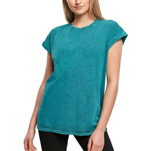 Camiseta de algodón con lavado ácido de talla grande con logotipo personalizado OEM, camiseta de manga corta con lavado ácido al por mayor para mujer con envío y entrega. - Product Image 1