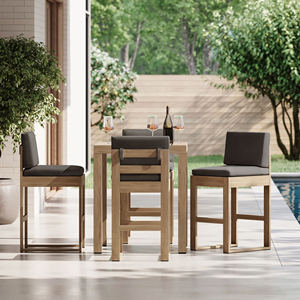 Ensemble de table et chaises de bar de jardin en teck massif, mobilier de jardin moderne et luxueux - Milano - Product Image 1
