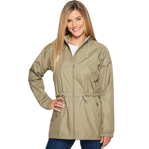 Customized Women's Hooded Breathable Windproof <b>Waterproof</b> Rain Jacket Chains Embroidery <b>Zipper</b> Closure OEM Service Nylon Shell - Product Image 5
