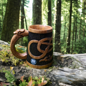 Chope à bière en bois unique avec poignée inspirée du dragon, fabriquée à la main, écologique, pour la dégustation de bière, les fêtes et la collection de bars - Product Image 6