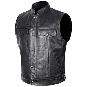 Chaleco de cuero para hombre de alta calidad, personalizado, a la moda, para motociclistas, talla grande, sin mangas. - Product Image 3