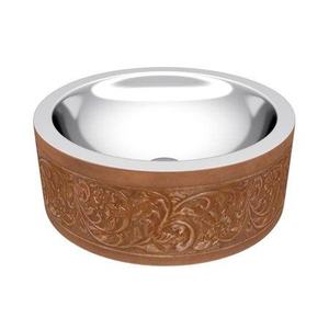 Vasque ronde en cuivre à poser sur table, à double paroi, gaufrée, accessoires de salle de bain - Product Image 5