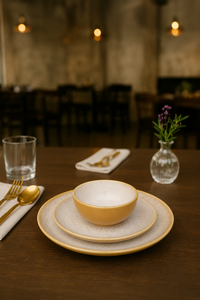 Exclucive Beige Speckled Stoneware Dinner <b>Plate</b> & Bowl Set Modern <b>Ceramic</b> Dinnerware Elegant Tableware for Home & Restaurant - Product Image 3